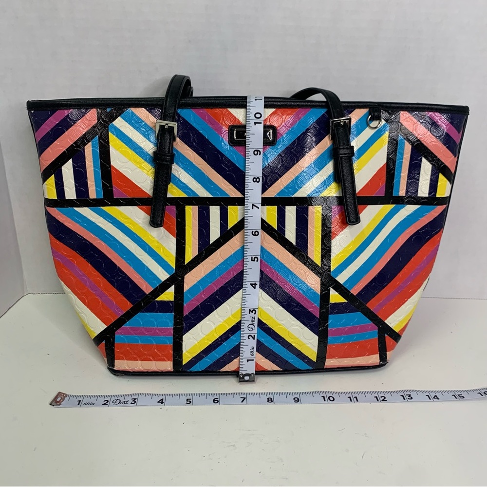 NINE WEST AVE TOTE GEOMETRIC PATTERN MULTI COLORED - Picture 5 of 12